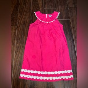 HEARTSTRINGS Hot PINK WITH WHITE FLORAL TRIM SLEEVELESS DRESS SIZE 8